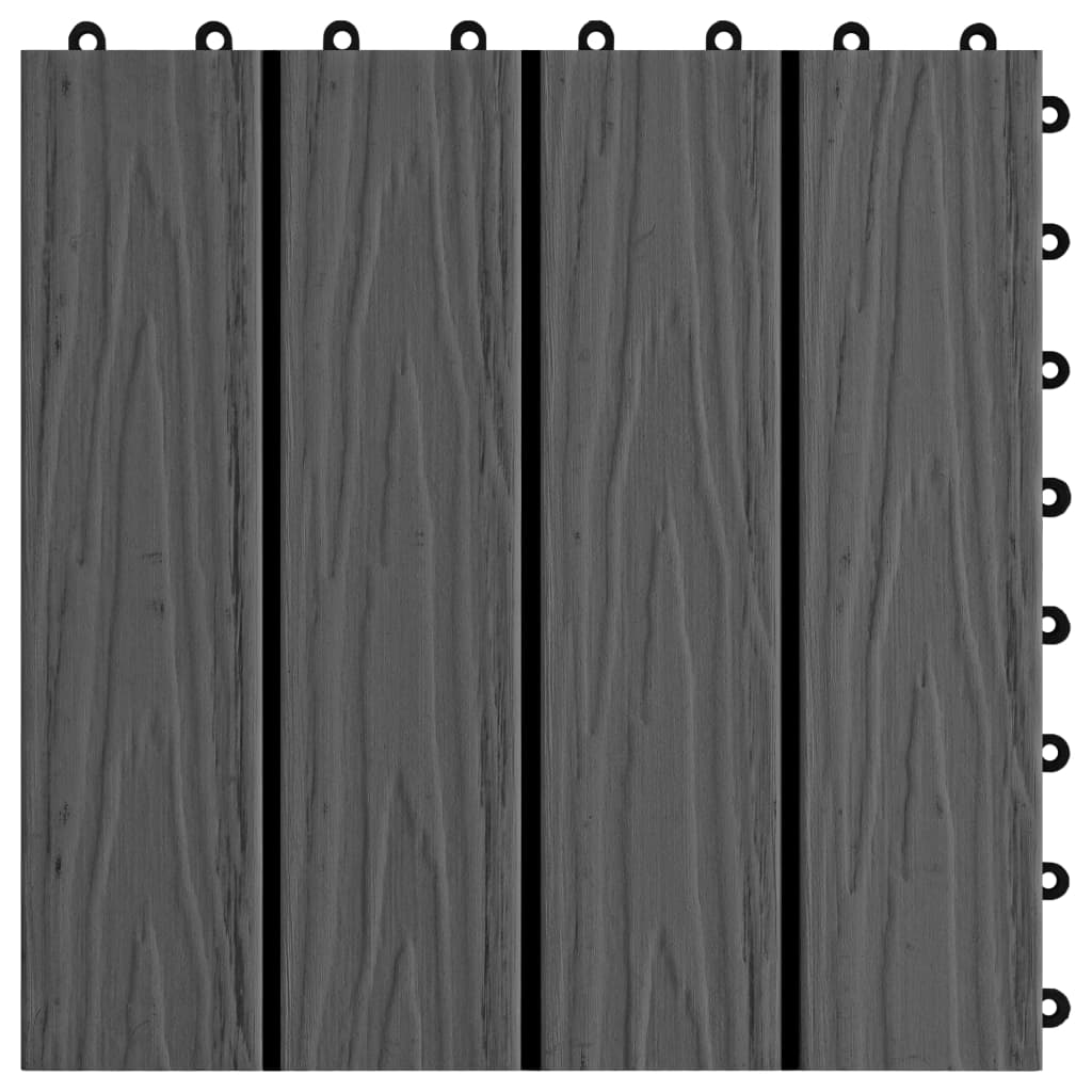 vidaXL Terrassenfliesen 11 Stk. Tief Geprägt WPC 30x30cm 1 qm Schwarz