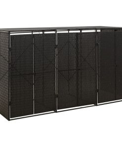 vidaXL Mülltonnenbox für 3 Tonnen Schwarz 207x80x117 cm Poly Rattan