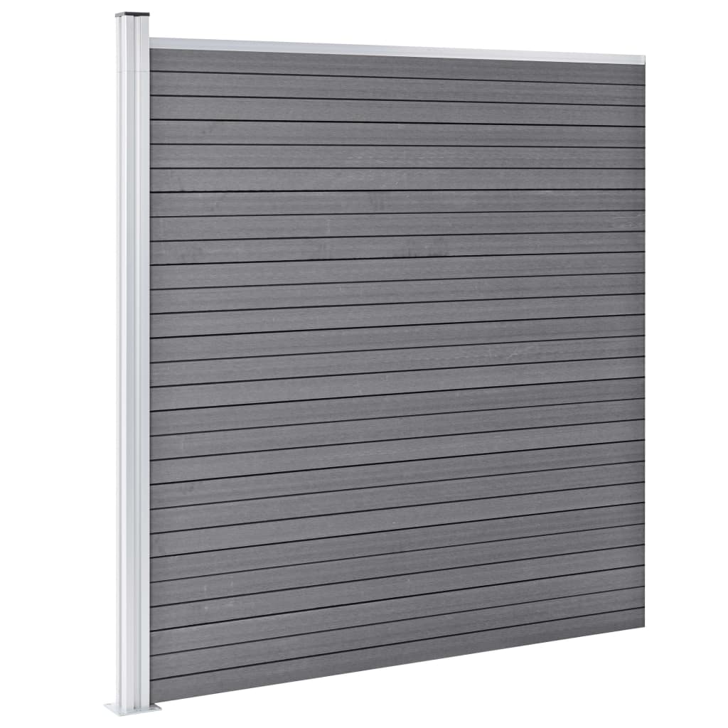 vidaXL WPC Zaun-Set 10 Quadrate + 1 Schräge 1830x186 cm Grau