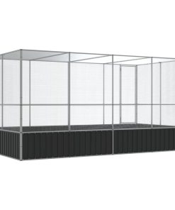 vidaXL Voliere mit Erweiterung Silbern 418x207x212 cm Stahl