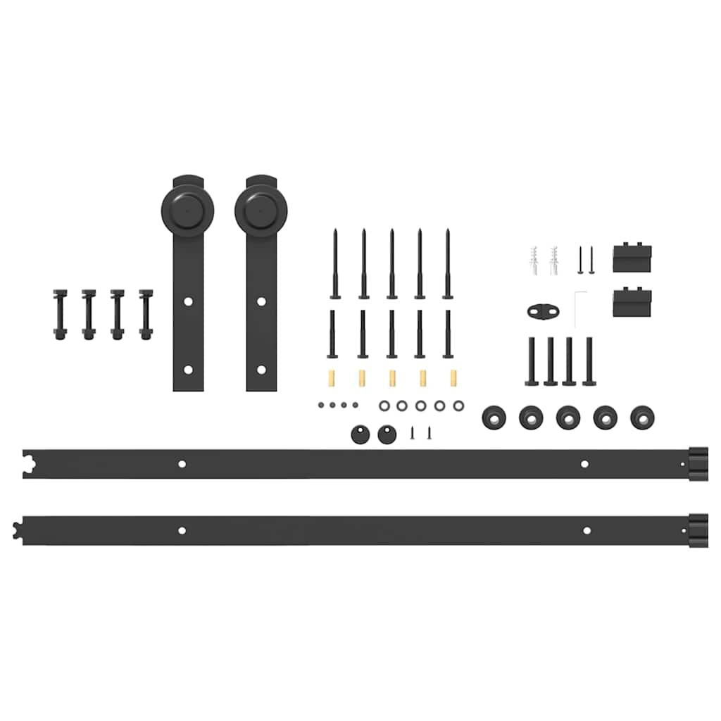 vidaXL Schiebetürbeschlag-Set 200 cm Stahl Schwarz