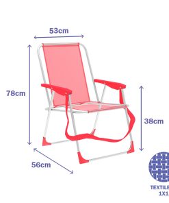 Sedia Pieghevole Marbueno in Alluminio Coral Spiaggia e Piscina 53X56X78 cm 10356