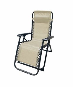 Marbueno Sdraio Pieghevole Acciaio Con Cuscino Giardino e Piscina 90X66X108 cm Gravità Zero Beige 10005