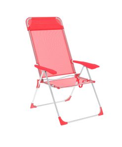 Marbueno Sedia Pieghevole 5 Posizioni Alluminio con Cuscino Corallo Spiaggia e Piscina 69X58X110 cm 10360