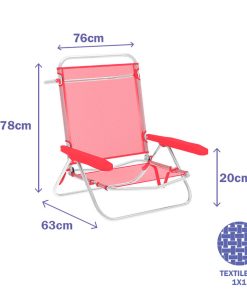 Marbueno Sedia Pieghevole 5 Posizioni Alluminio Corallo Spiaggia e Piscina 63X76X78 cm 10358