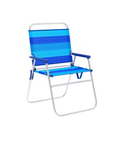 Marbueno Sedia Pieghevole in Alluminio con Cuscino a Righe Blu per Spiaggia e Piscina 52X56X80 cm 10244