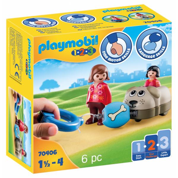 Playset Playmobil 1.2.3 Cane Bambini 70406 (6 pcs)