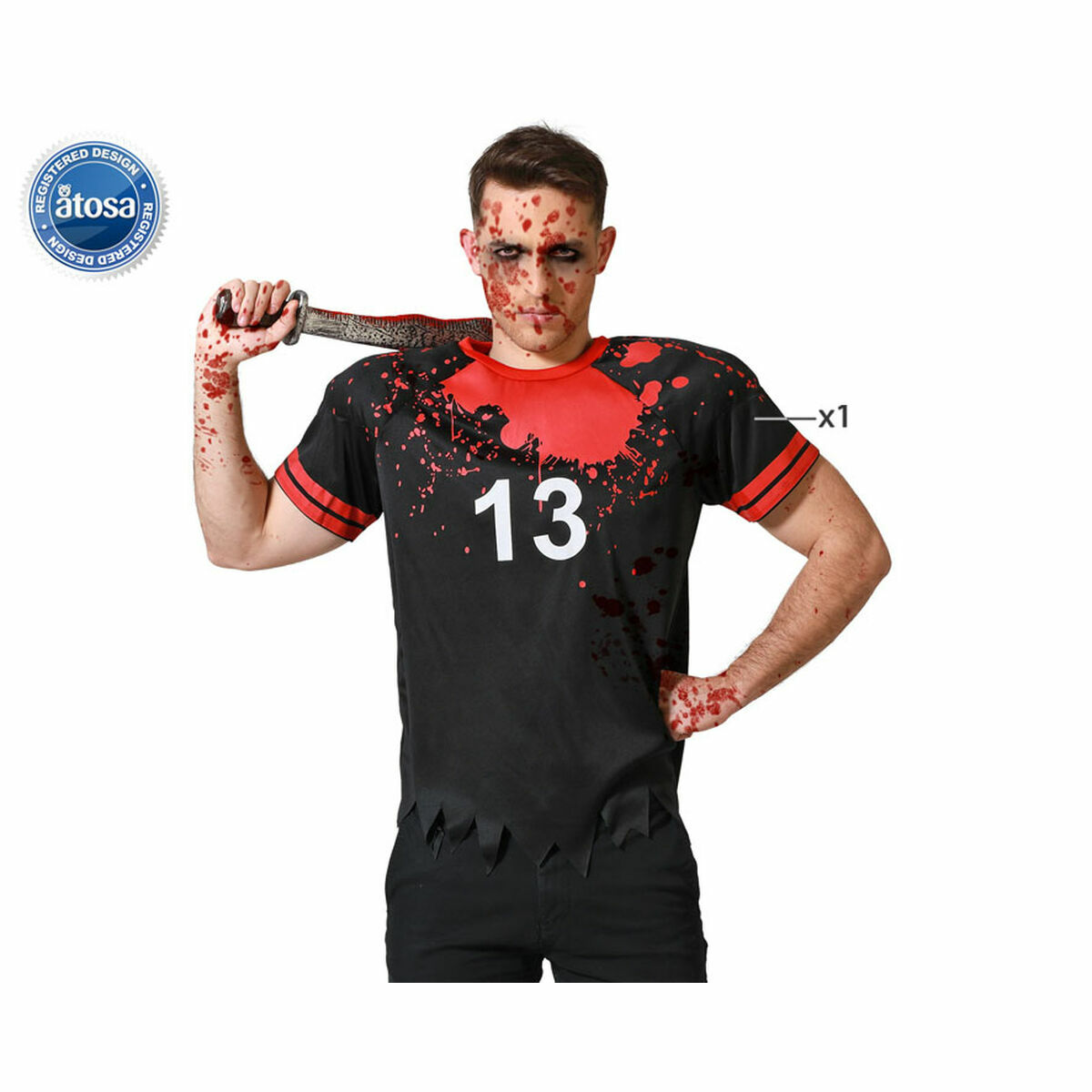 Costume per Adulti Nero Sanguinario Rugby (1 Pezzi) Taglia:M/L