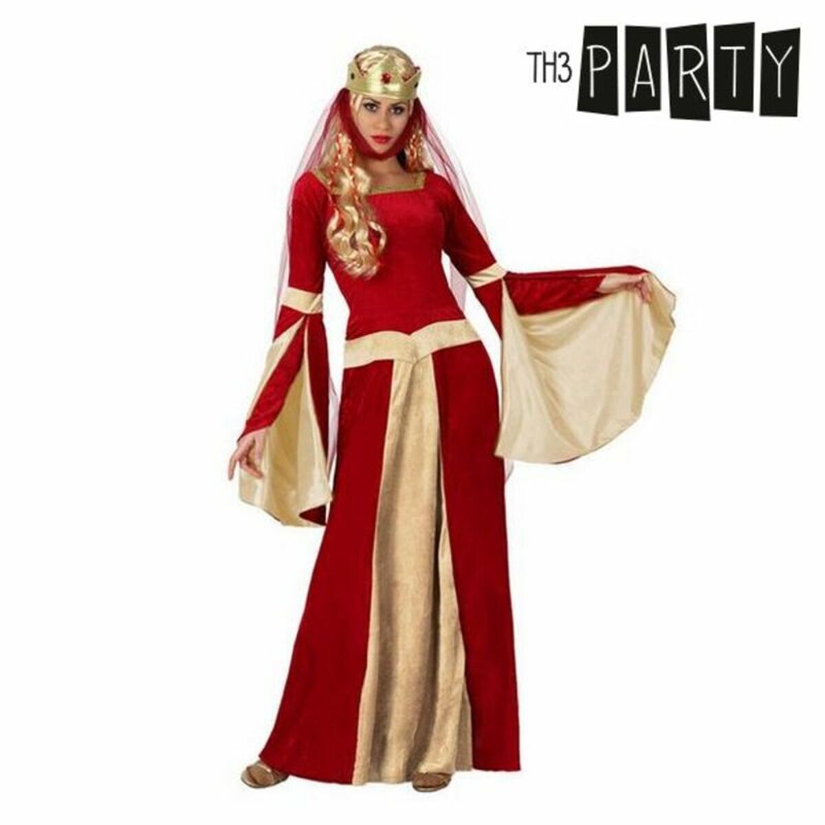 Costume per Adulti Rosso Dama Medievale Taglia:M/L