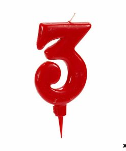 Candela Compleanno Rosso Numeri 3 (12 Unità)