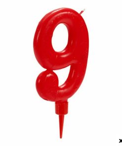 Candela Compleanno Rosso Numeri 9 (12 Unità)