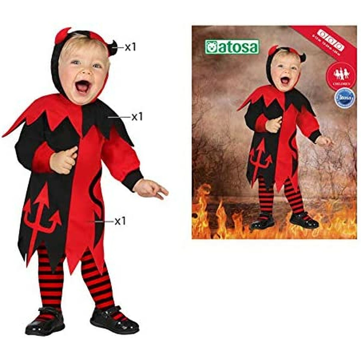 Costume per Neonati Th3 Party Multicolore Demonio (3 Pezzi) Taglia:6-12 Mesi