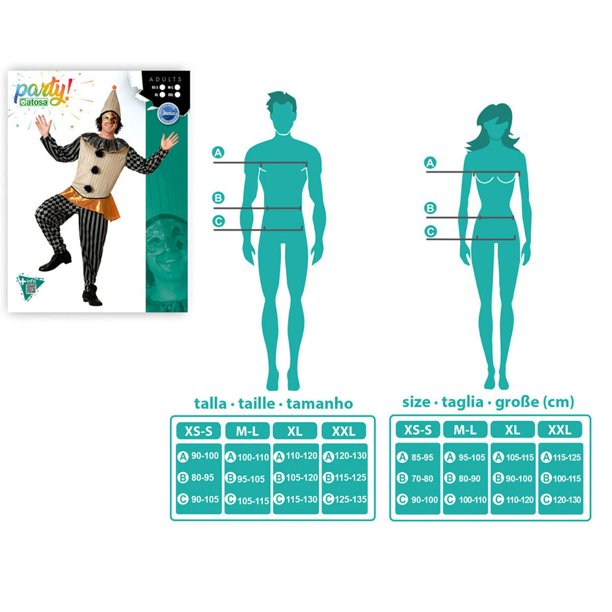 Costume per Adulti Arlecchino Taglia:M/L - Image 3