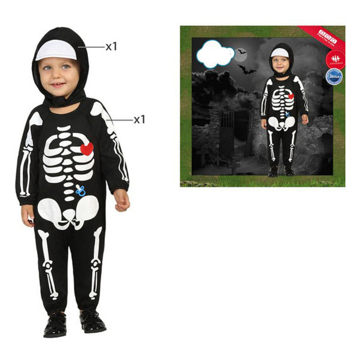 Costume per Neonati Nero Scheletro 24 Mesi - Image 2