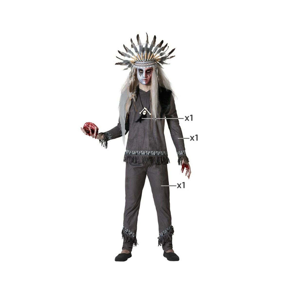 Costume per Adulti Grigio chaman Taglia:M/L