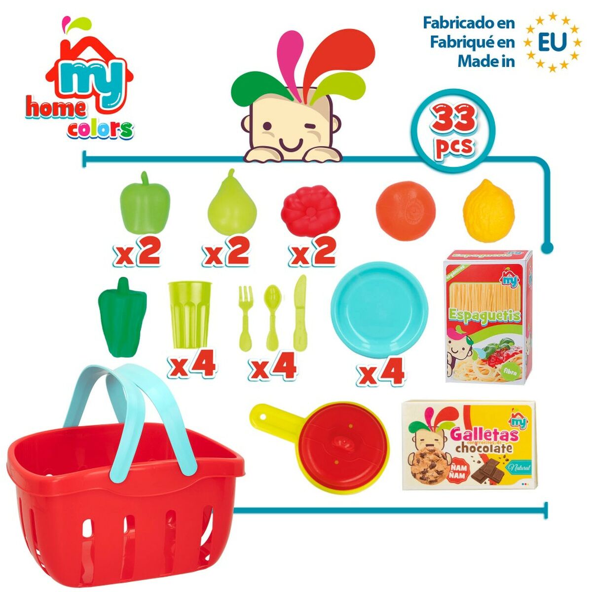 Set di Alimenti giocattolo Colorbaby Utensili e accessori per la cucina 33 Pezzi (12 Unità)