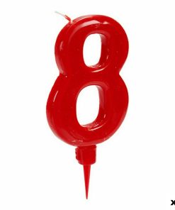 Candela Rosso Compleanno Numeri 8 (12 Unità)