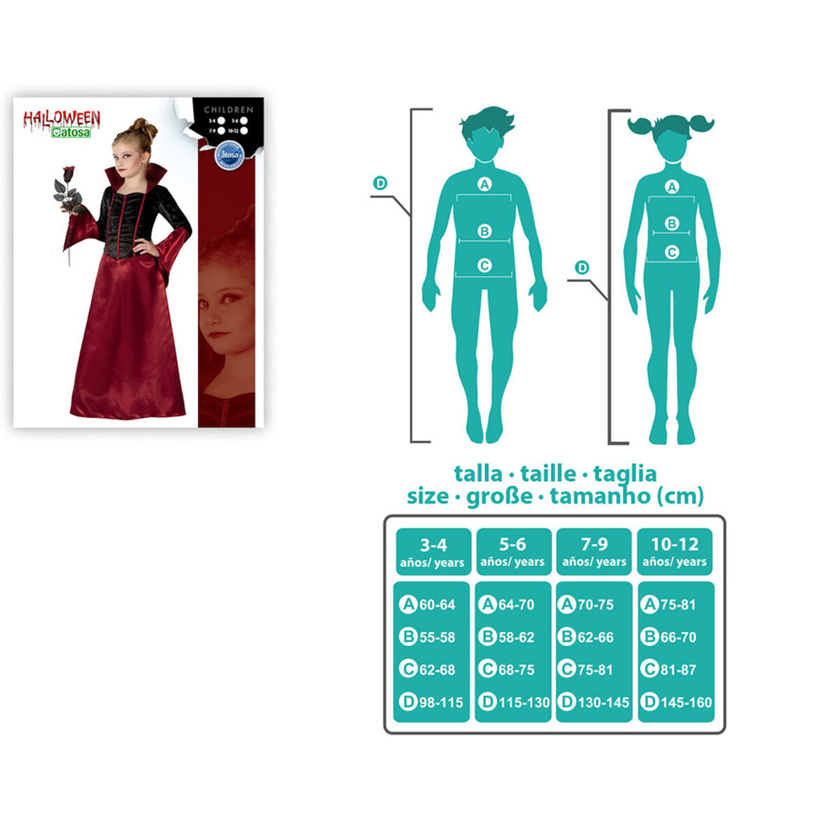 Costume per Bambini Th3 Party Nero (1 Pezzi) Taglia:10-12 Anni