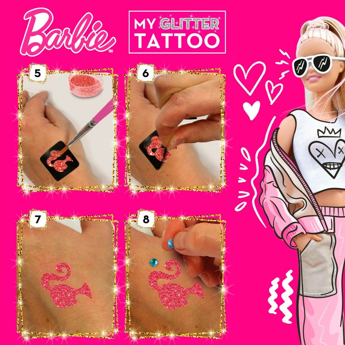 Tatuaggi Temporanei Barbie My Glitter Tattoo Porporina 20 Pezzi