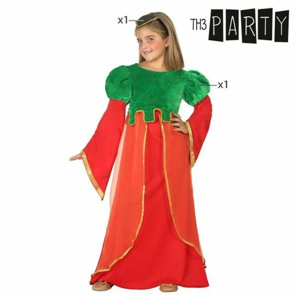 Costume per Bambini Dama Medievale Taglia:3-4 Anni