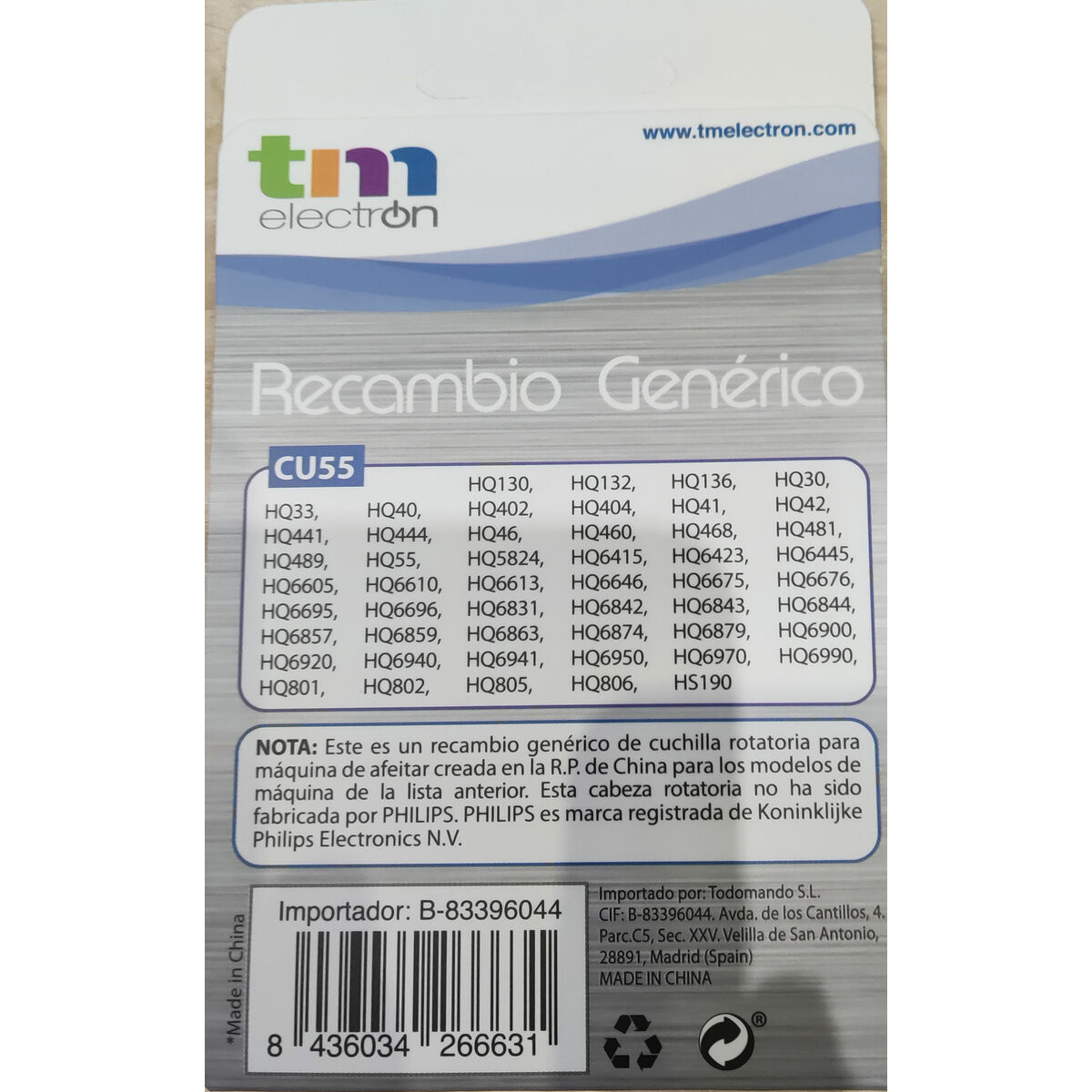 Testina del rasoio TM Electron