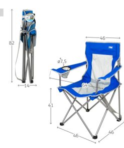 Sedia da Campeggio Pieghevole Aktive Azzurro Grigio 46 x 82 x 46 cm (4 Unità)
