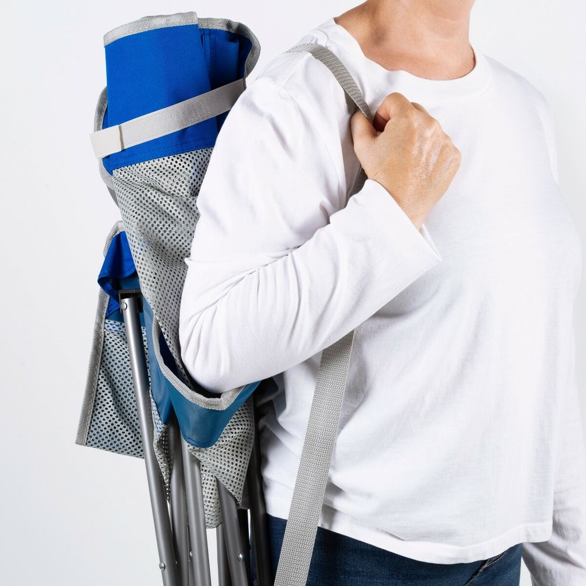 Sedia da Campeggio Pieghevole Aktive Azzurro Grigio 46 x 82 x 46 cm (4 Unità) - Image 5