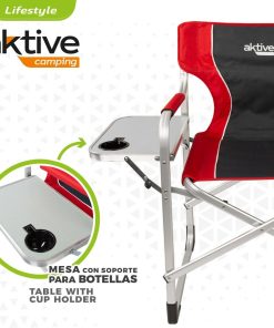 Sedia da Campeggio Pieghevole Aktive Grigio Rosso 61 x 92 x 52 cm (2 Unità)