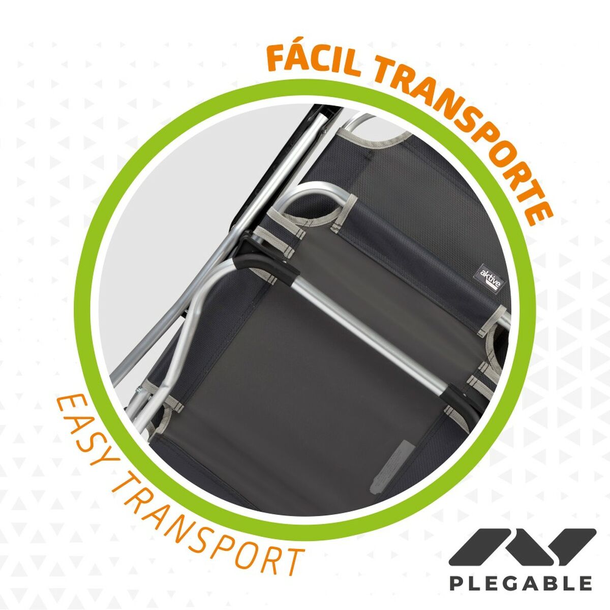 Sedia da Campeggio Pieghevole Aktive Grigio scuro 45 x 91 x 47 cm (6 Unità) - Image 5