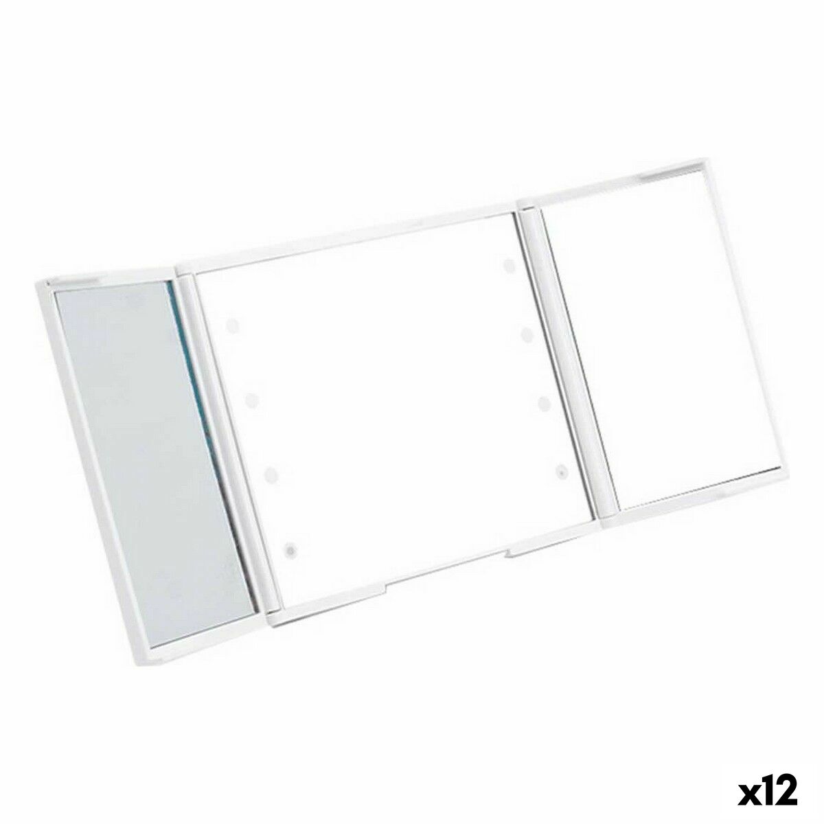 Specchio Tascabile Berilo Bianco ABS 1,5 x 9,5 x 11,5 cm Luce LED (12 Unità)