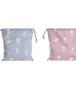 Busta DKD Home Decor Azzurro Bianco Rosa osos 24 x 2 x 26 cm (2 Unità)