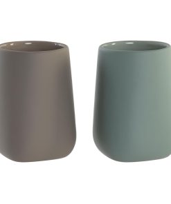 Portaspazzolini da Denti DKD Home Decor Verde Beige Dolomite 8 x 8 x 11 cm (2 Unità)