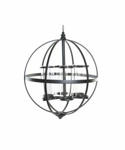 Portacandele DKD Home Decor Nero Metallo Cristallo 60 x 60 x 73 cm