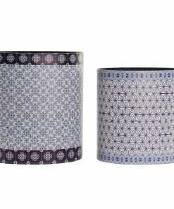 Cestino DKD Home Decor Azzurro Bianco Legno Tela Vintage