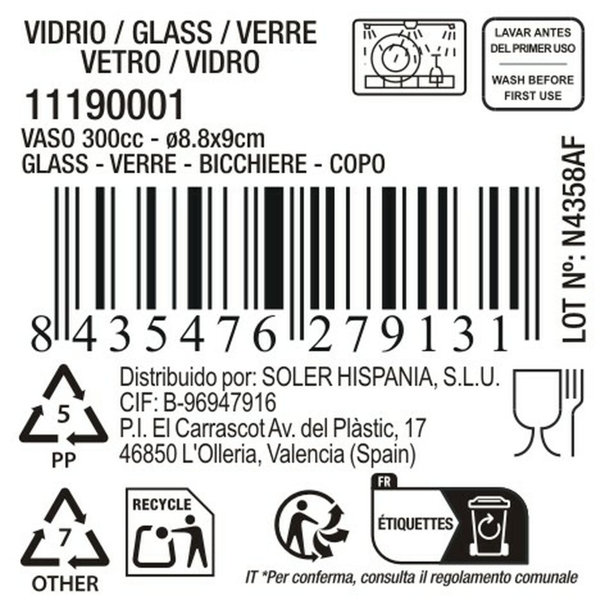 Bicchiere La Mediterránea Odiel 300 ml (48 Unità)
