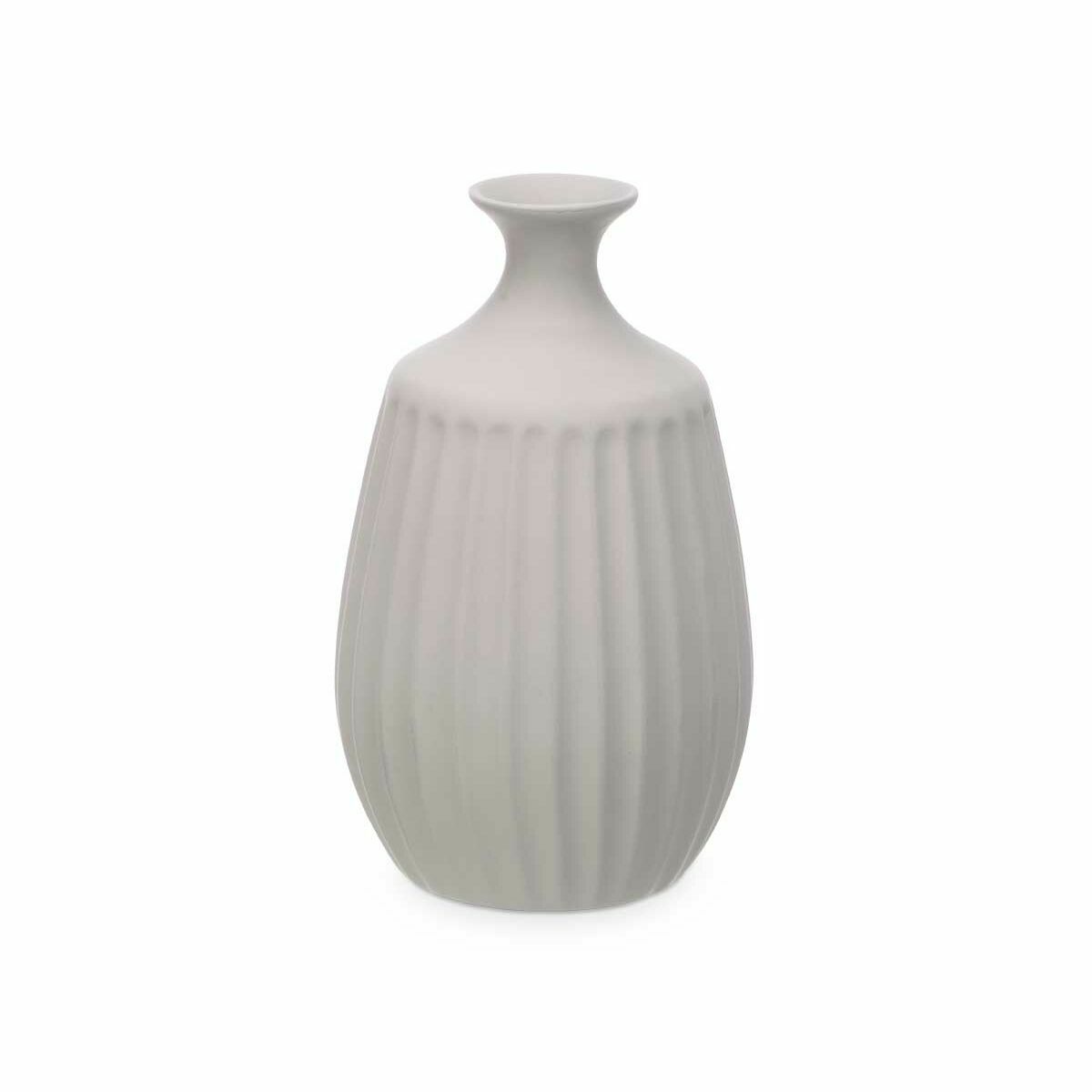 Vaso Gift Decor Grigio Ceramica Righe 19 x 31 x 19 cm (4 Unità) - Image 4