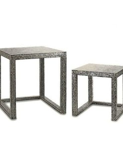 Tavolo aggiuntivo Gift Decor BIG-S3603676 Grigio Madreperla 42,5 x 61 x 60 cm (2 Pezzi) (2 Unità)