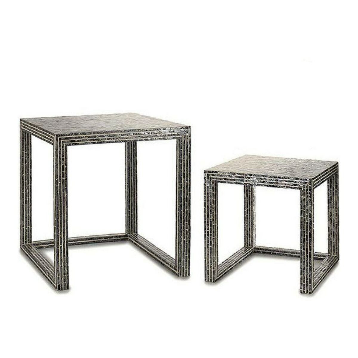 Tavolo aggiuntivo Gift Decor BIG-S3603676 Grigio Madreperla 42,5 x 61 x 60 cm (2 Pezzi) (2 Unità)