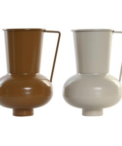 Vaso DKD Home Decor 13 x 12.5 x 17 cm Beige Metallo Arancio Senape (2 Unità)