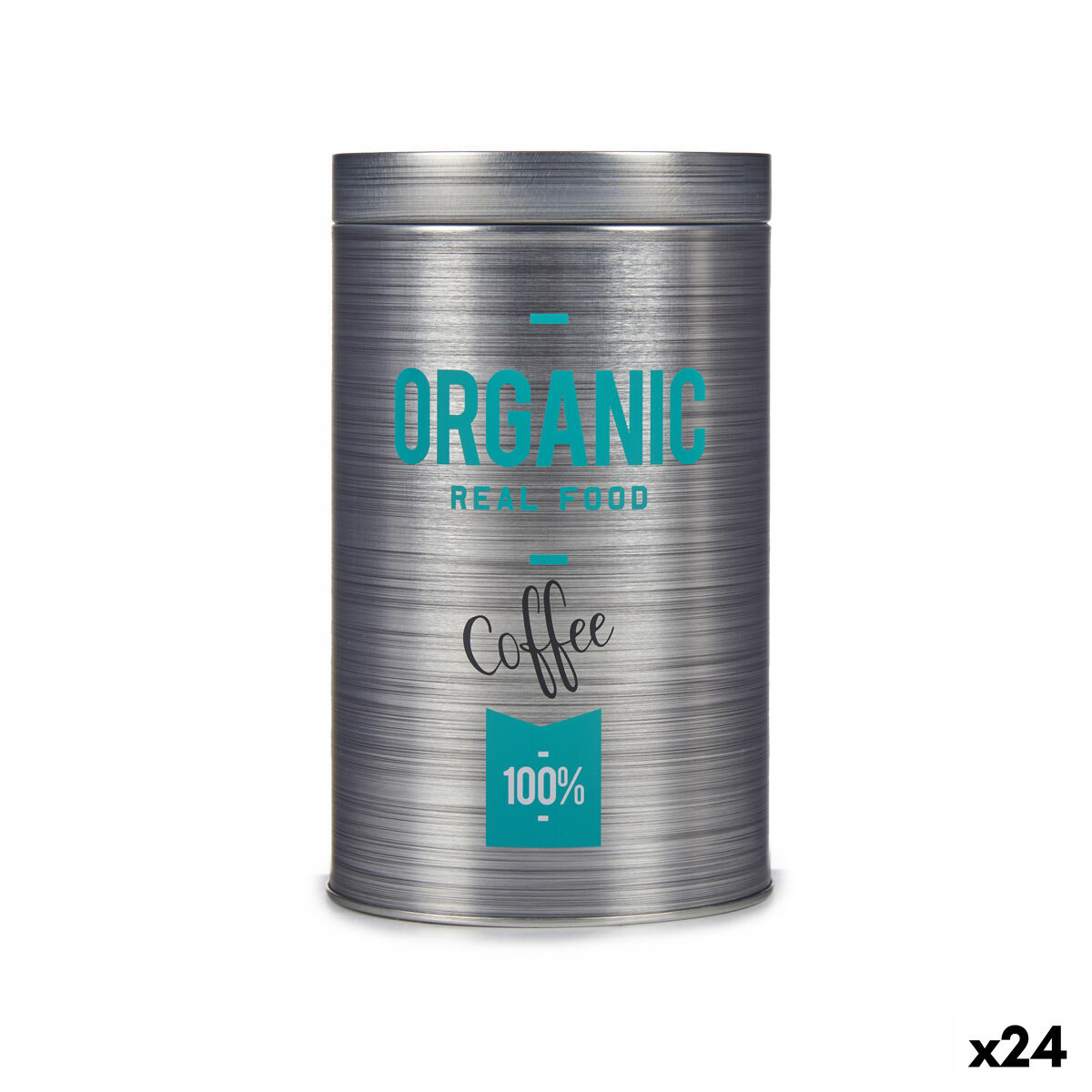 Barattolo in Metallo Kinvara Organic Grigio Latta 10,4 x 18,2 x 10,4 cm Caffè (24 Unità)