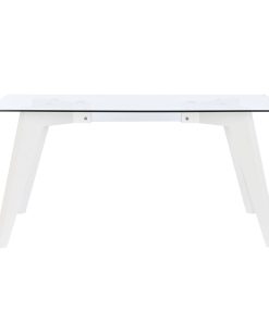 Tavolo da Pranzo DKD Home Decor Bianco Trasparente Cristallo Legno MDF 160 x 90 x 75 cm