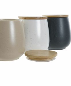 Barattolo DKD Home Decor Bianco Beige Grigio scuro 10 x 10 x 13 cm (3 Unità)