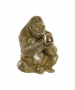 Statua Decorativa DKD Home Decor Dorato Resina Gorilla (33 x 33 x 43 cm)