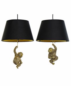 Lampadario DKD Home Decor 35,5 x 35,5 x 51 cm Dorato Resina Coloniale 220 V 50 W Scimmia (2 Unità)