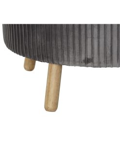 Poggiapiedi DKD Home Decor 80 x 80 x 38 cm Scandi Grigio Legno Velluto Grigio scuro Velvet