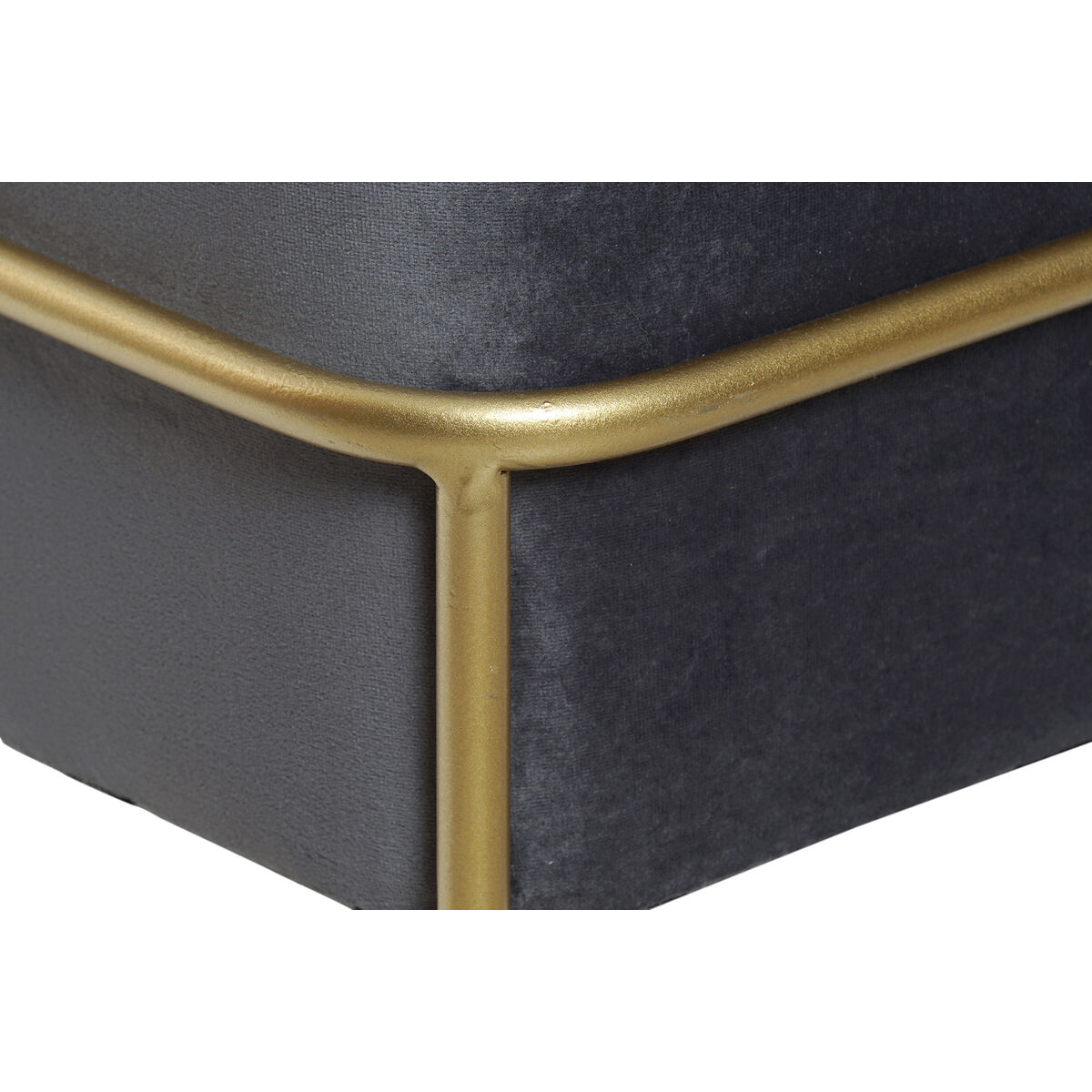 Panca DKD Home Decor Schiuma Grigio Dorato Metallo Poliestere Velluto Legno MDF (80 x 80 x 47 cm) - Image 5