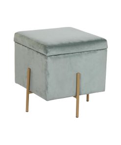 Poggiapiedi DKD Home Decor Metallo Turchese Poliestere (45 x 45 x 45 cm)