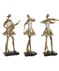 Statua Decorativa DKD Home Decor Musica 20 x 12 x 41,5 cm Ballerina Dorato Romantico (3 Unità)