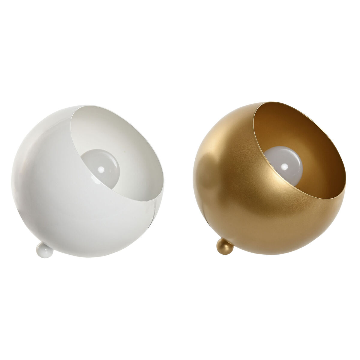 Lampada da tavolo Home ESPRIT Bianco Dorato Metallo 50 W 220 V 15 x 15 x 15 cm (2 Unità) - Image 2