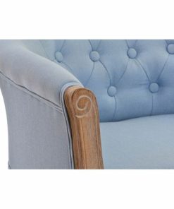 Panca DKD Home Decor Azzurro Poliestere Legno Legno d'albero della gomma 58 x 56 x 69 cm